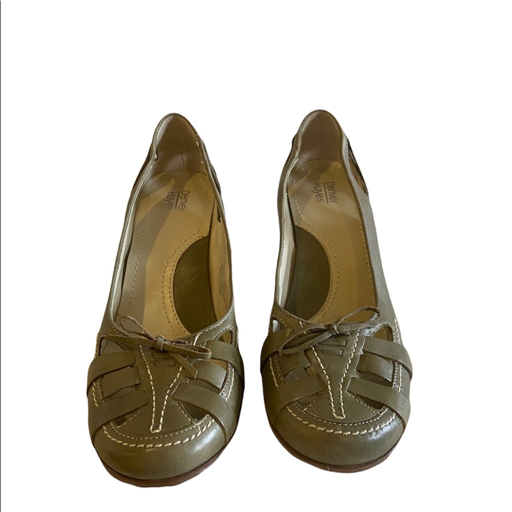 New Denver Hayes green leather heels